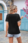 Contrast Trim Short Sleeve Plunge Blouse Blouses - Tophatter Daily Deals