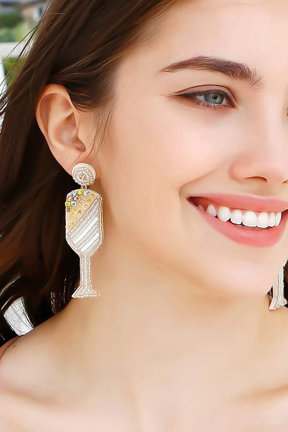 Champagne Glass Dangle Earrings Earrings - Tophatter Daily Deals