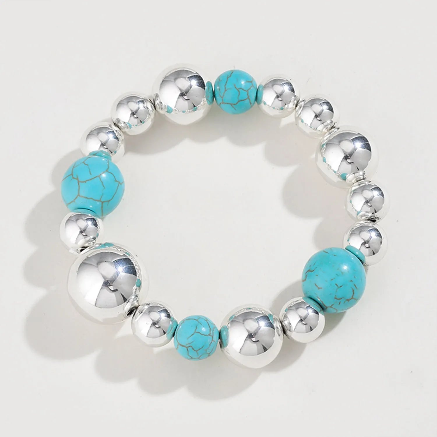 Artificial Turquoise Alloy Beaded Bracelet Bracelets - Tophatter Daily Deals