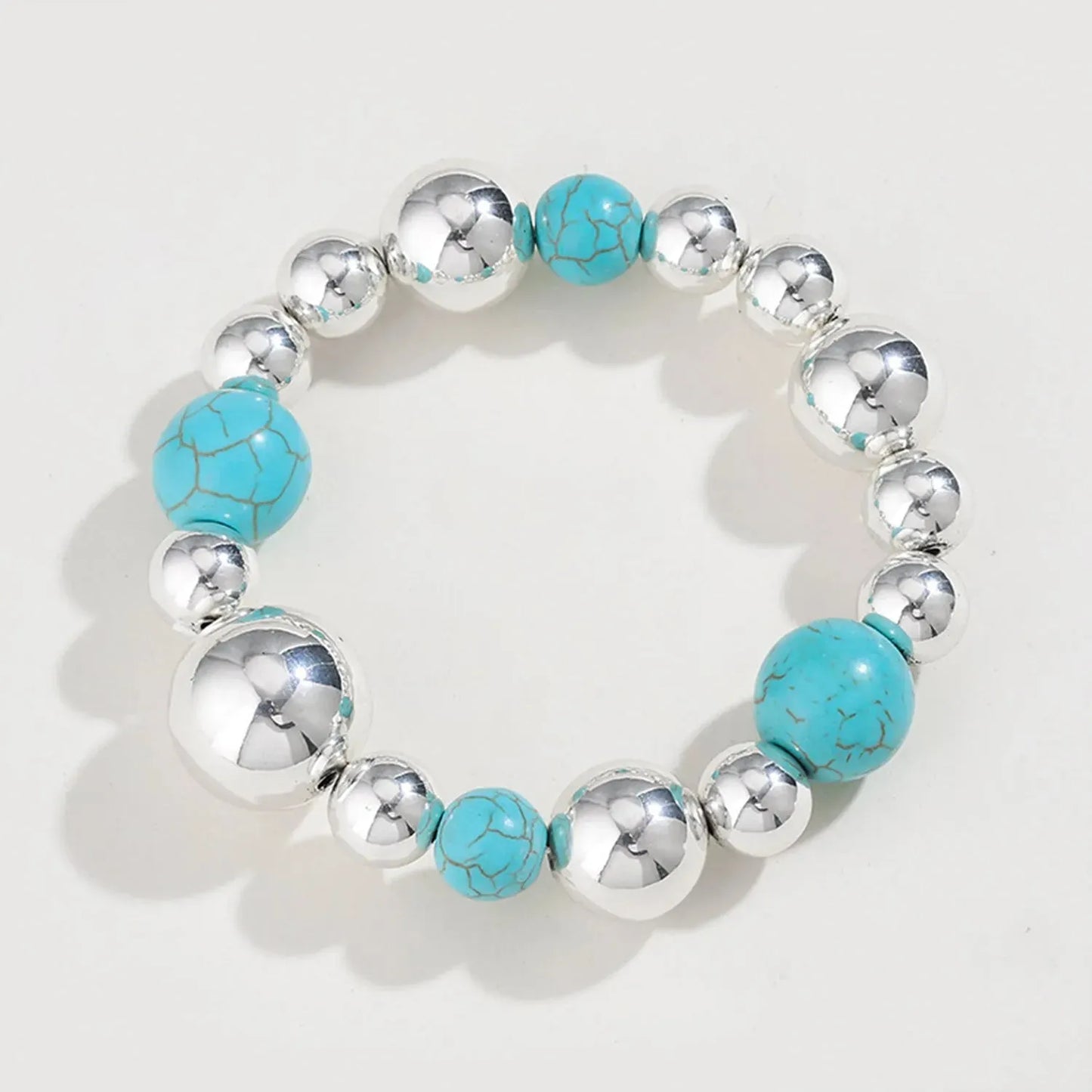 Artificial Turquoise Alloy Beaded Bracelet Bracelets - Tophatter Daily Deals