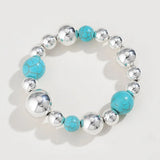 Artificial Turquoise Alloy Beaded Bracelet Bracelets - Tophatter Daily Deals