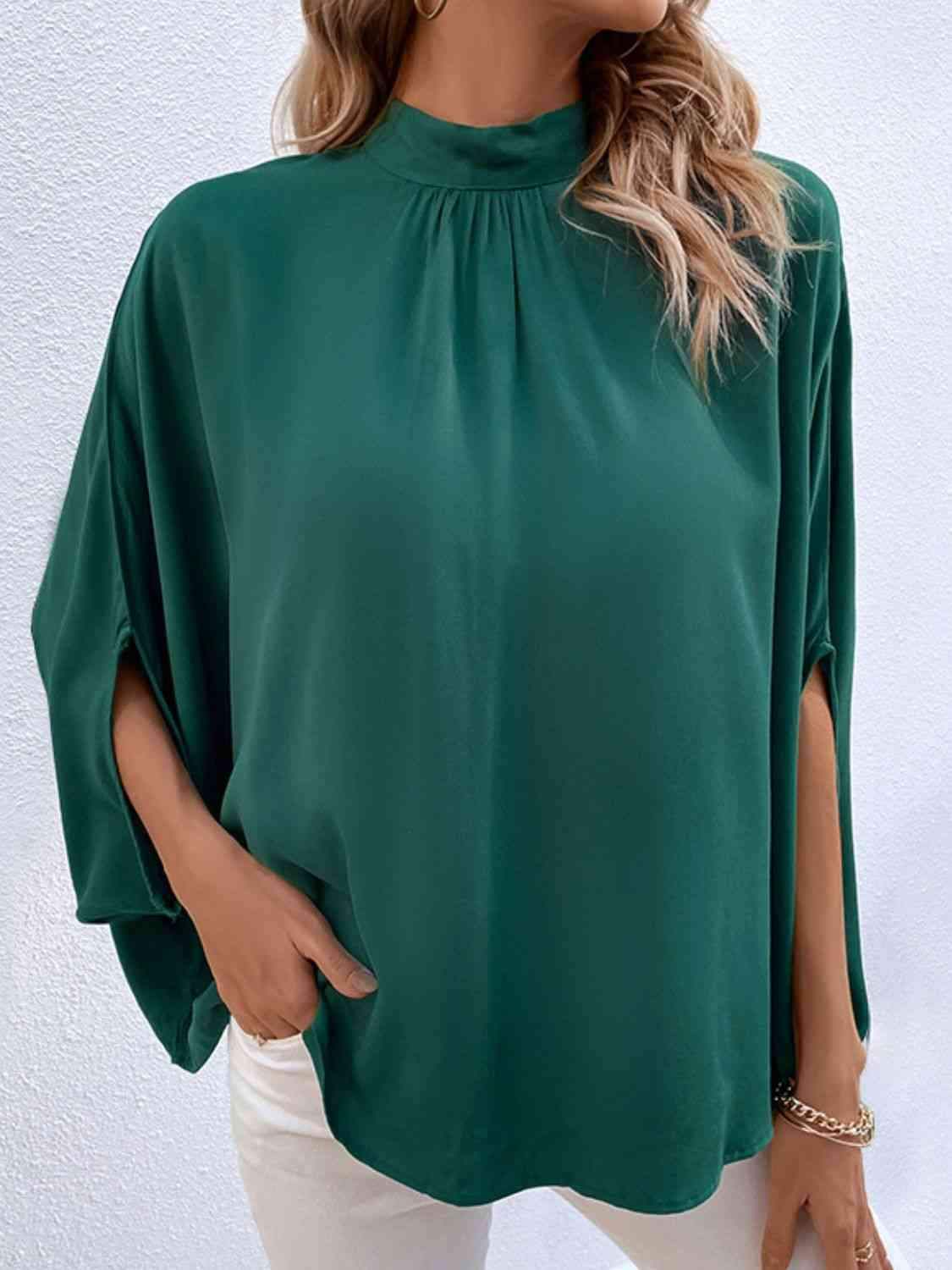 Tie Back Mock Neck Blouse Blouses - Tophatter Daily Deals