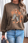 HOWDY Round Neck Drop Shoulder Sweatshirt - Tophatter Daily Deals