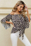 Printed Off-Shoulder Flounce Sleeve Top Blouses - Tophatter Daily Deals