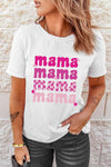 MAMA Graphic Round Neck T-Shirt White Women's T-Shirts - Tophatter Daily Deals