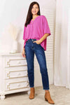 Sew In Love Full Size Ribbed V-Neck Short Sleeve Top Blouses - Tophatter Daily Deals