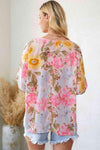 Floral Round Neck Three-Quarter Sleeve Top Blouses - Tophatter Daily Deals