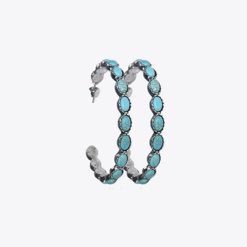 Artificial Turquoise C-Hoop Earrings Earrings - Tophatter Daily Deals