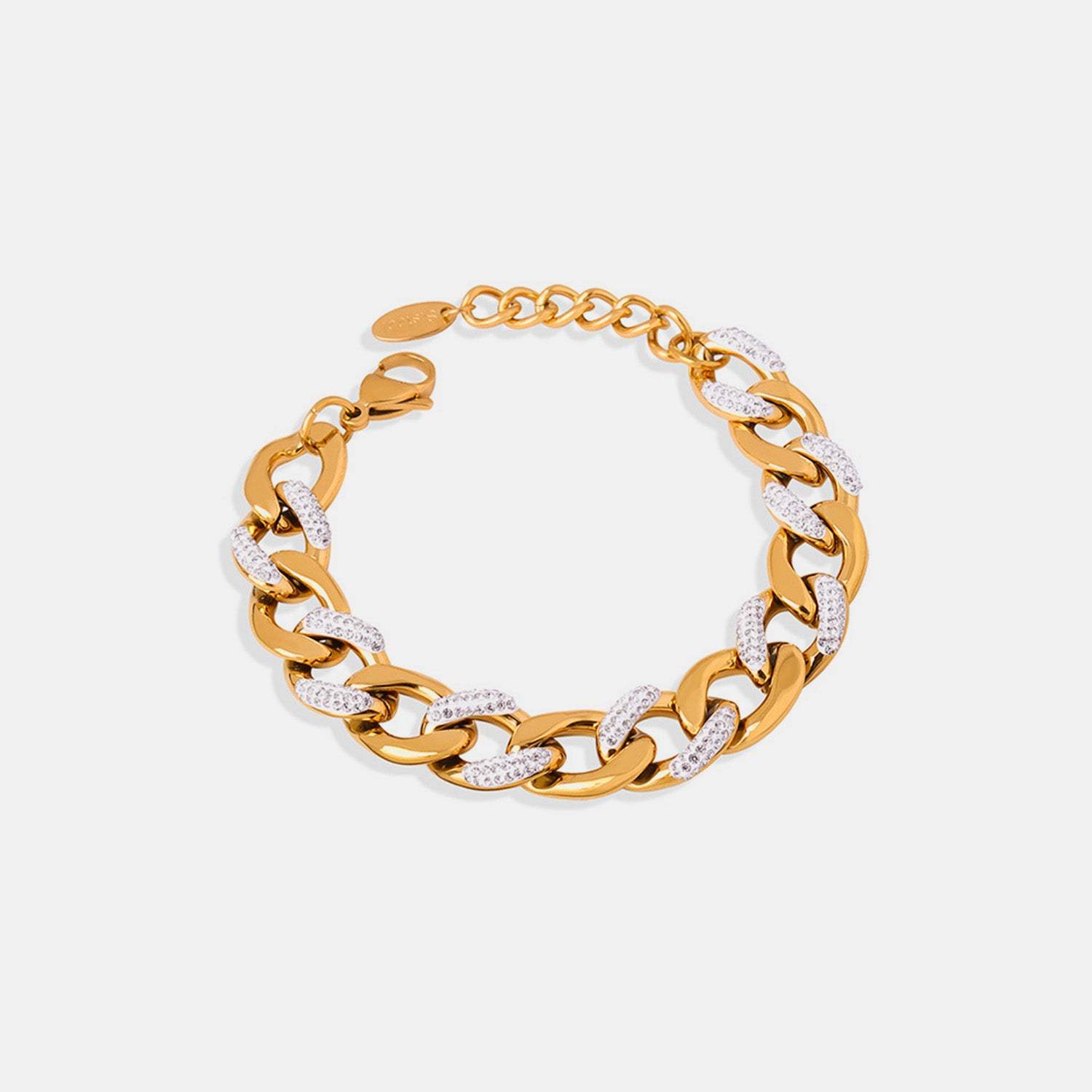 Zircon Titanium Steel Chunky Chain Bracelet Gold One Size Bracelets - Tophatter Daily Deals