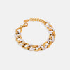 Zircon Titanium Steel Chunky Chain Bracelet Gold One Size Bracelets - Tophatter Daily Deals