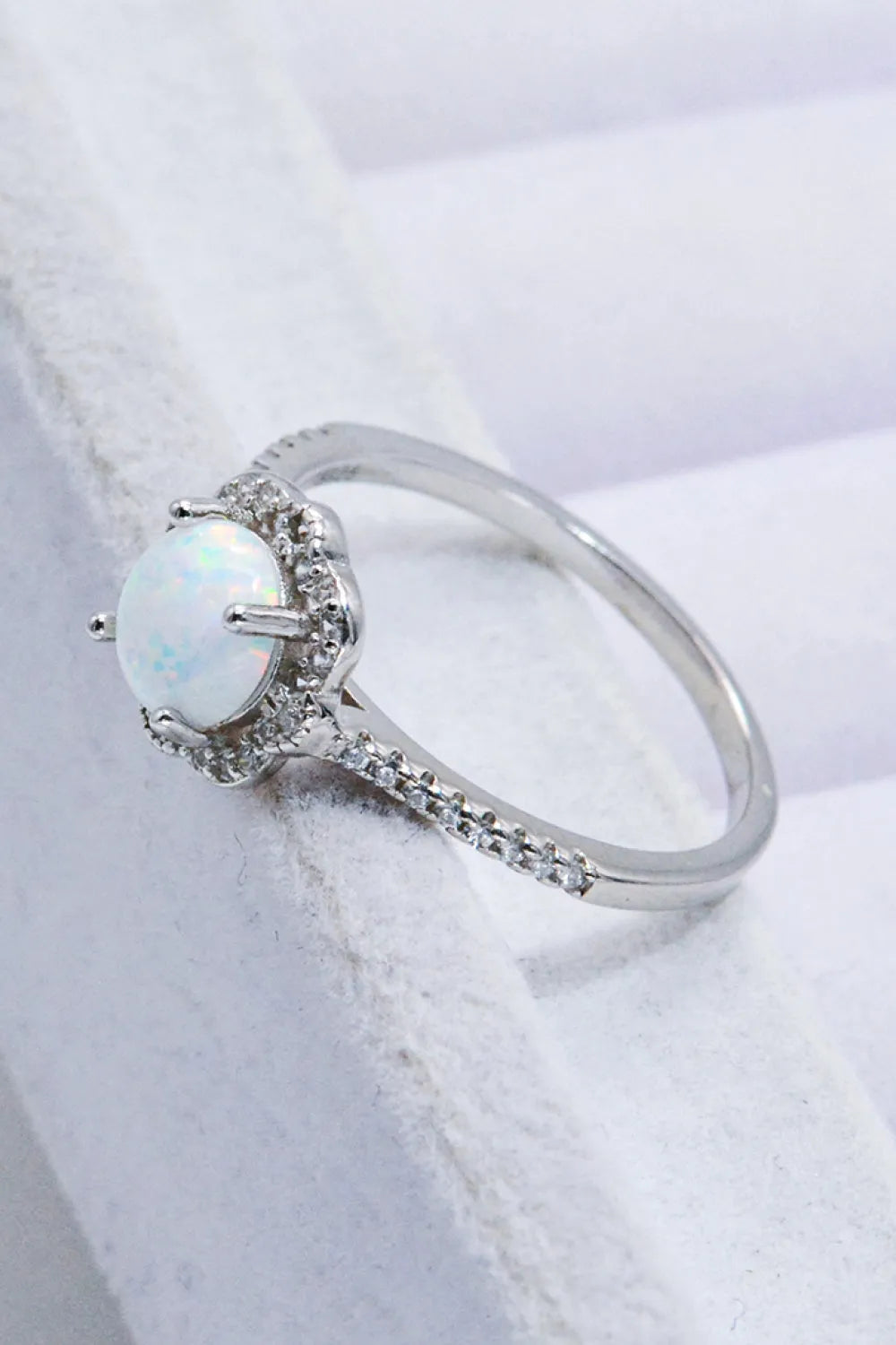 Platinum-Plated 4-Prong Opal Ring Opal - Tophatter Daily Deals