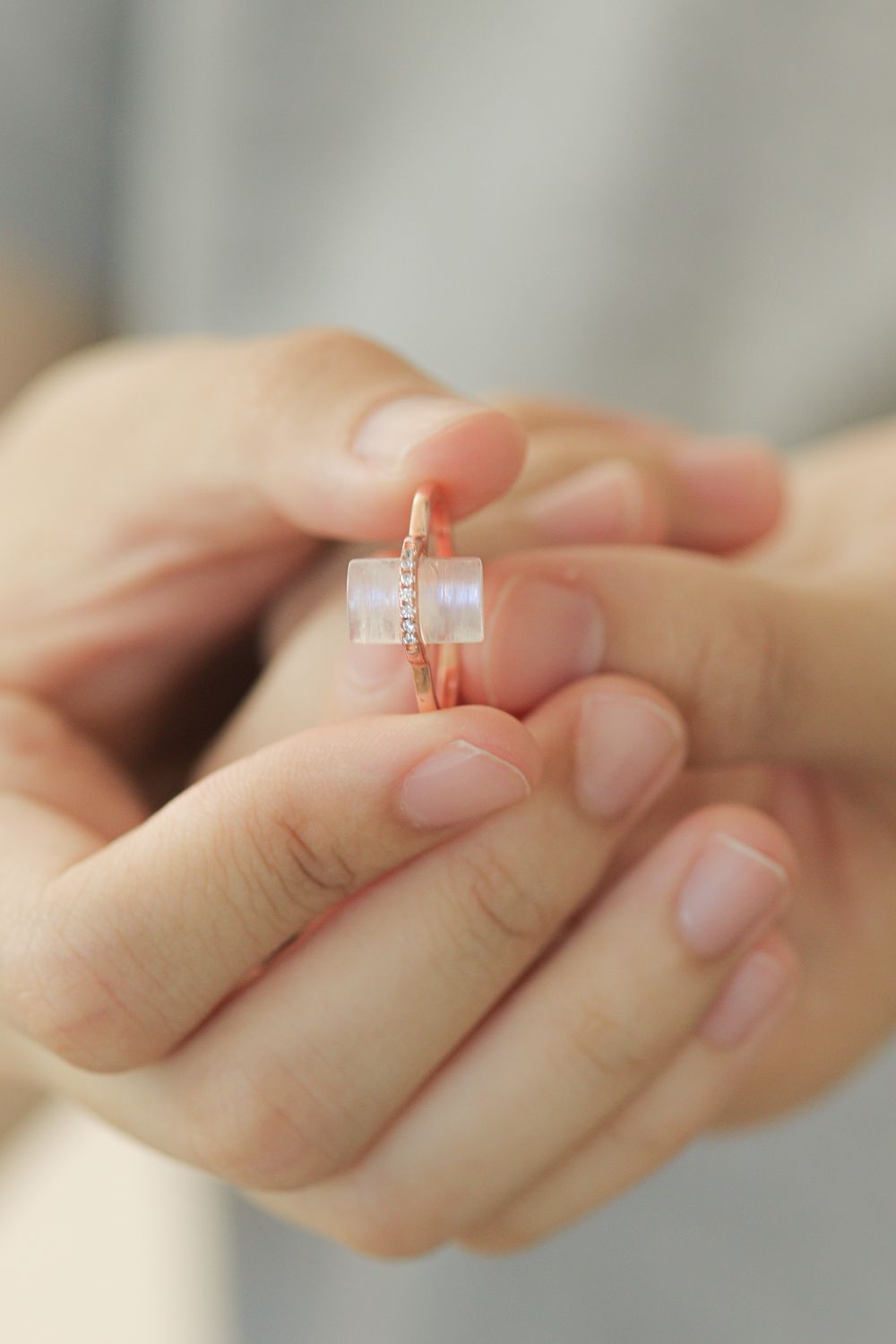 Natural Moonstone Platinum-Plated Ring - Tophatter Deals