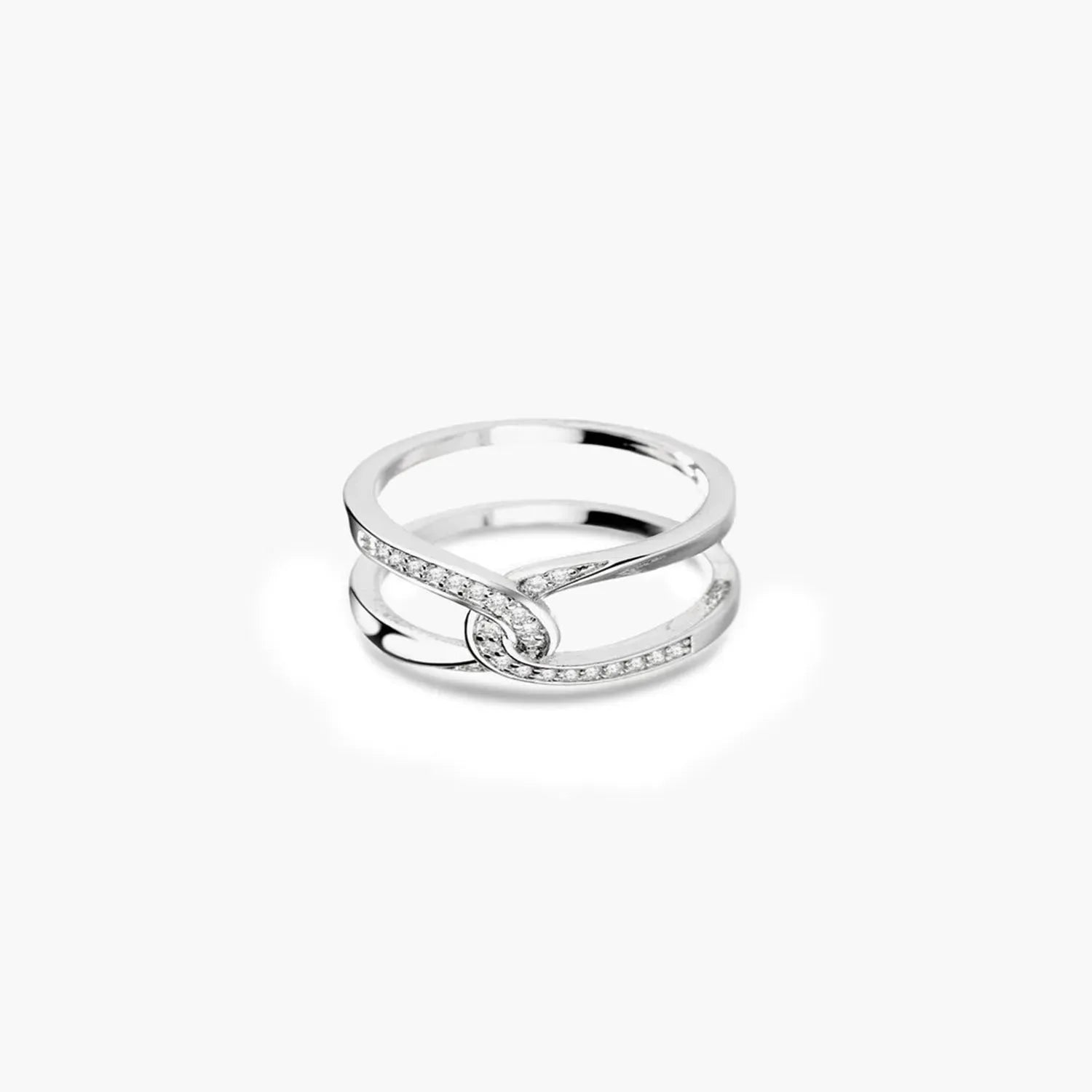 Twisted Inlaid Zircon Double-layered Ring Rings - Tophatter Daily Deals