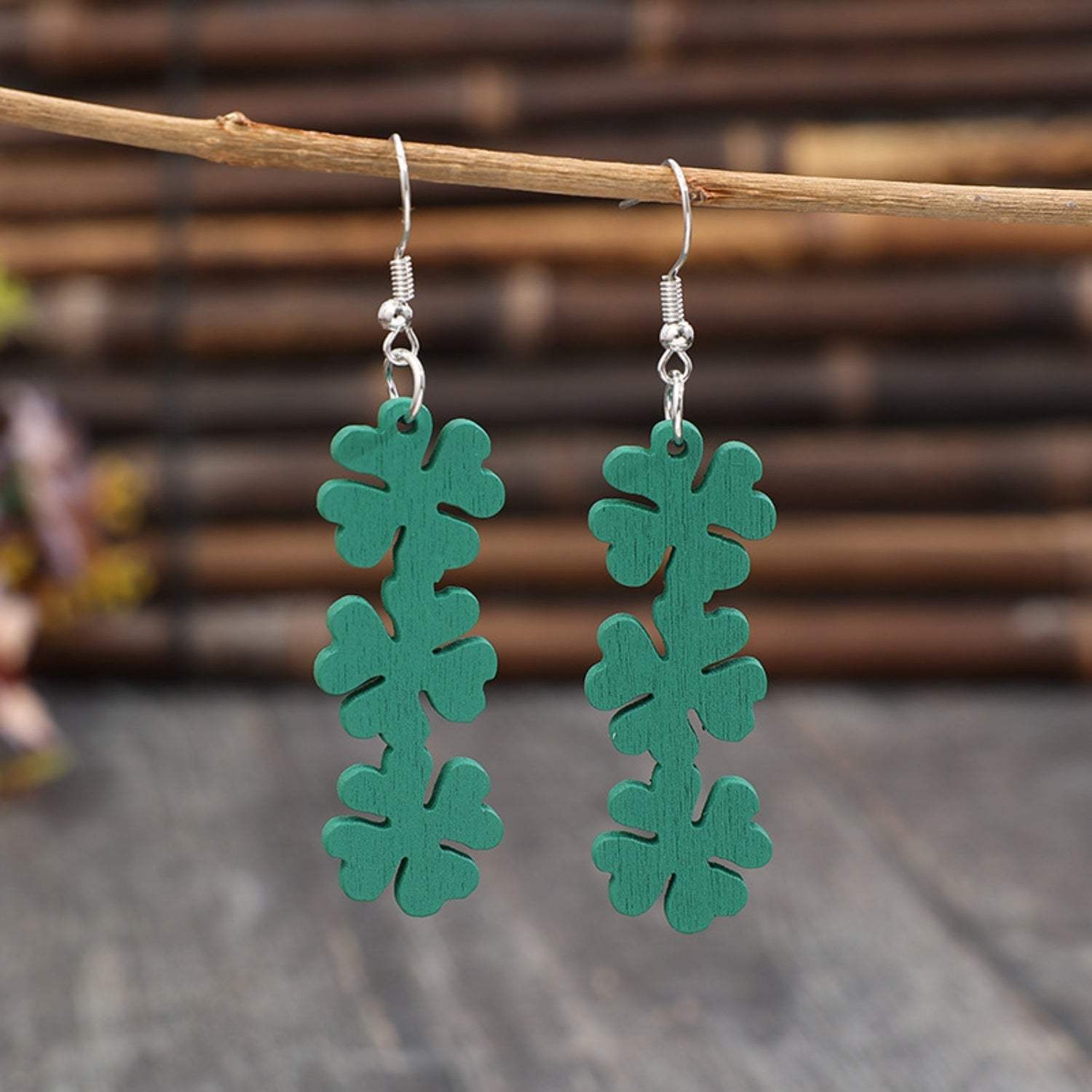 Lucky Clover Wooden Dangle Earrings Earrings - Tophatter Daily Deals