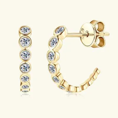 Inlaid Moissanite 925 Sterling Silver C-Hoop Earrings Moissanite - Tophatter Daily Deals
