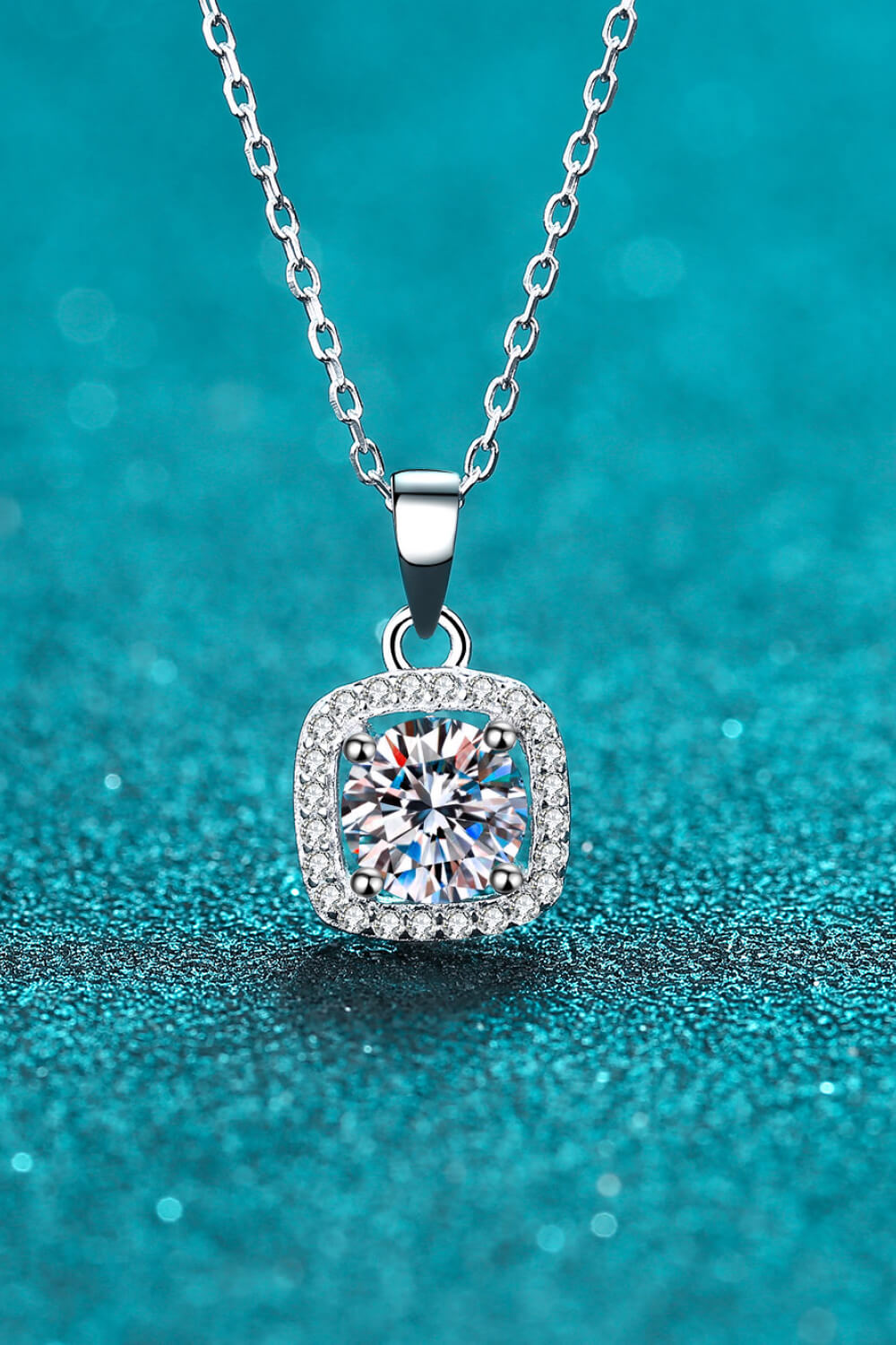 Moissanite Square Pendant Chain Necklace Moissanite - Tophatter Daily Deals