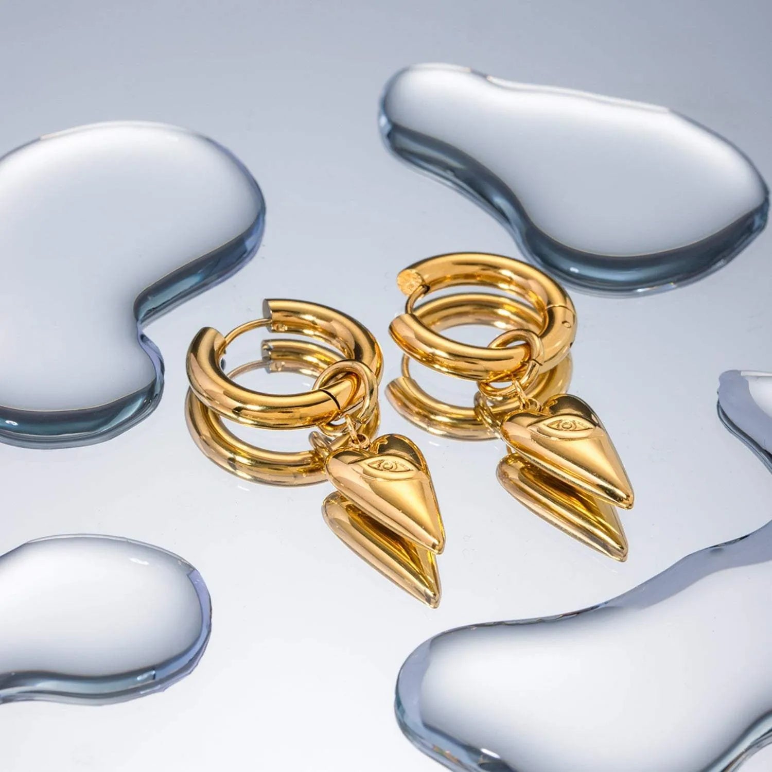 Stainless Steel Heart Dangle Earrings Earrings - Tophatter Daily Deals