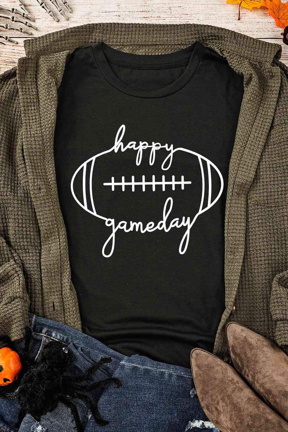 HAPPY GAMEDAY Graphic T-Shirt Women's T-Shirts - Tophatter Daily Deals