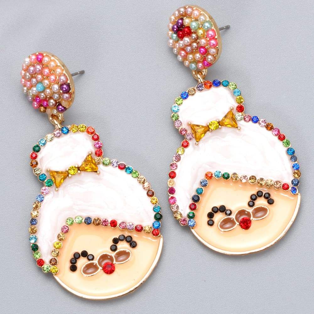 Rhinestone Alloy Mrs. Claus Earrings Earrings - Tophatter Daily Deals