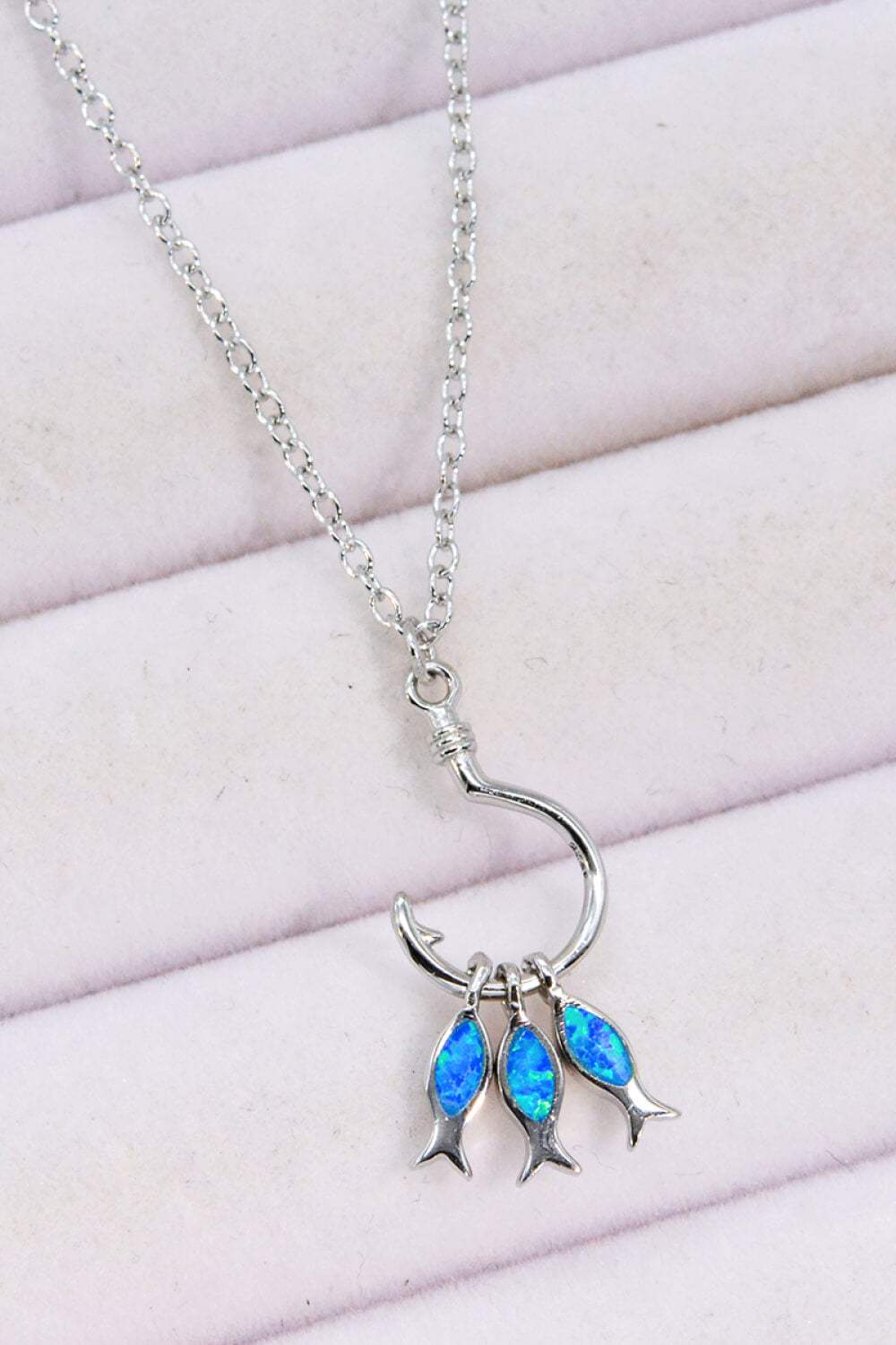 Opal Fish 925 Sterling Silver Necklace Cobalt Blue One Size Opal - Tophatter Daily Deals