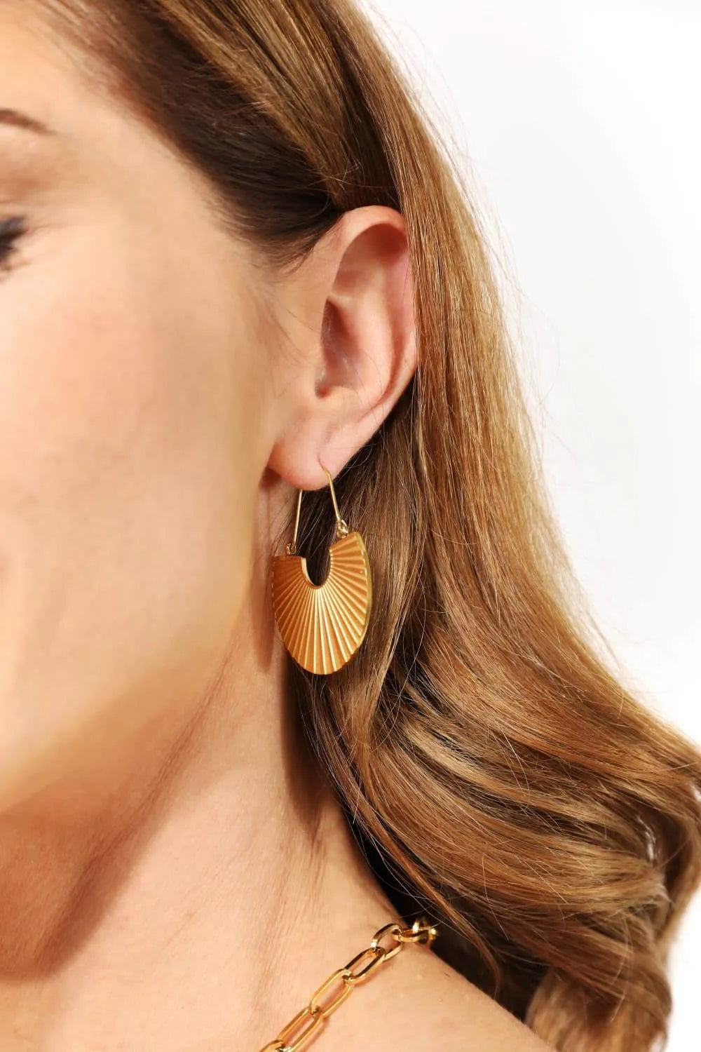 Adored Ribbed Stainless Steel Earrings Gold One Size Earrings - Tophatter Daily Deals
