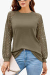 Long Raglan Sleeve Round Neck Tee Olive Women's T-Shirts - Tophatter Daily Deals