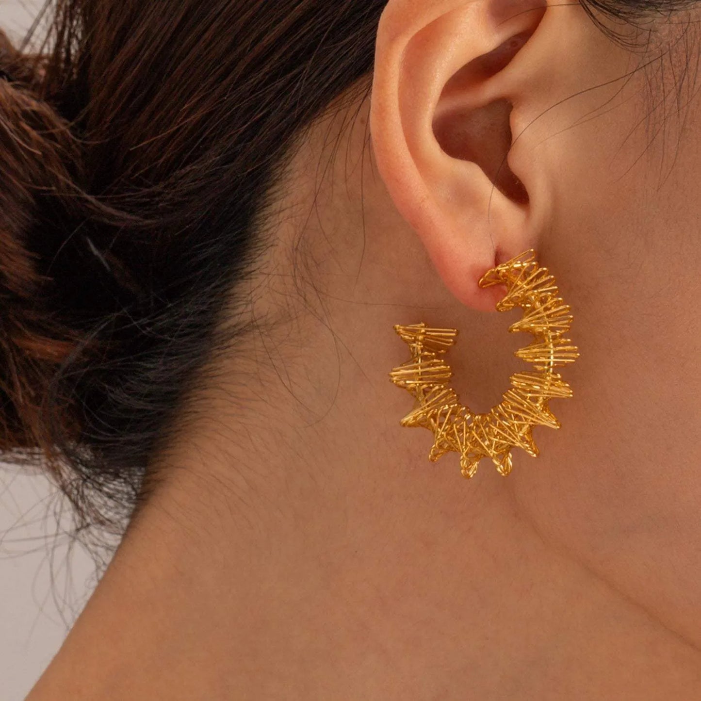 18K Gold-Plated Stainless Steel C-Hoop Earrings Gold One Size Earrings - Tophatter Daily Deals