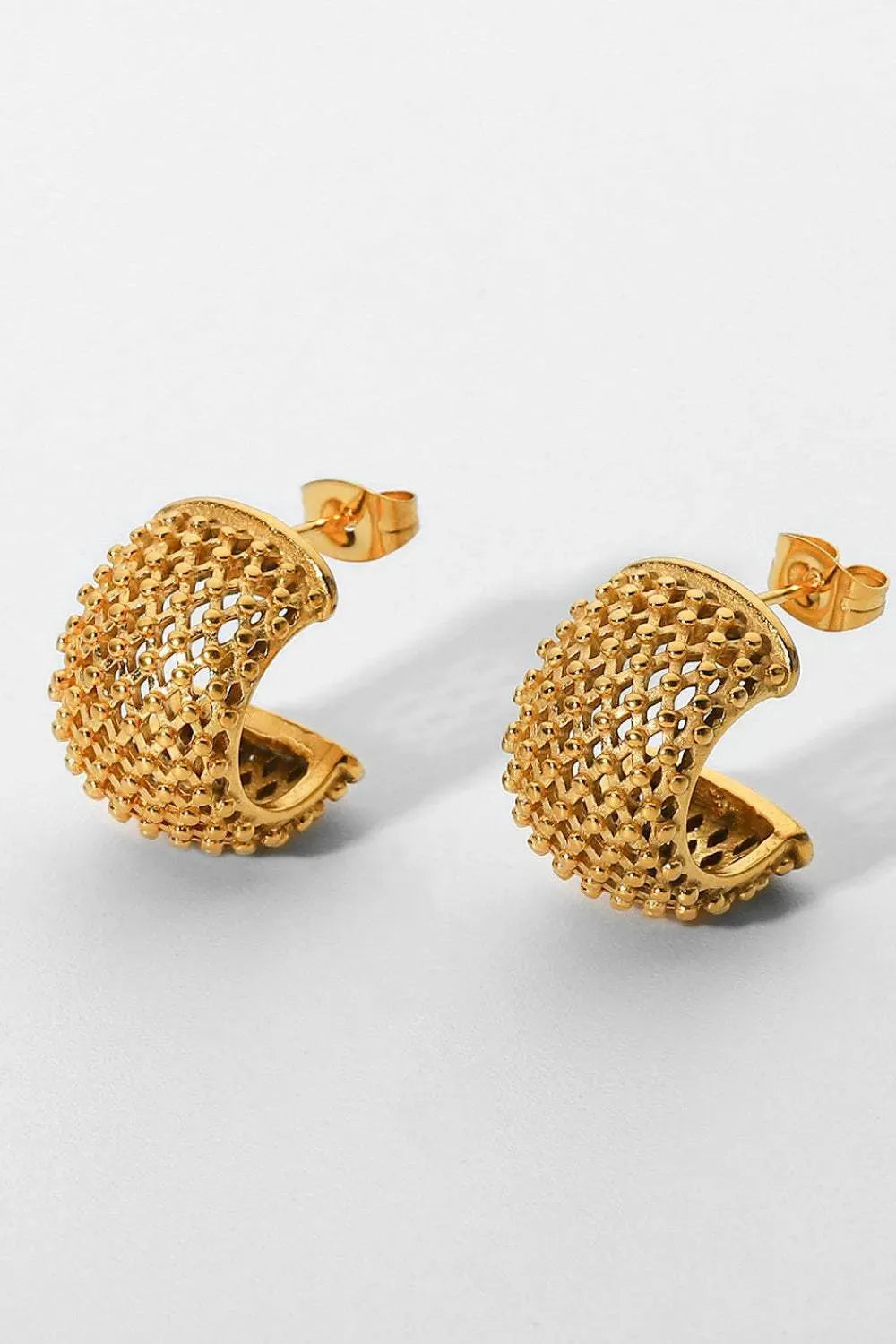 Mesh Half Hoop Earrings Gold One Size Earrings - Tophatter Daily Deals