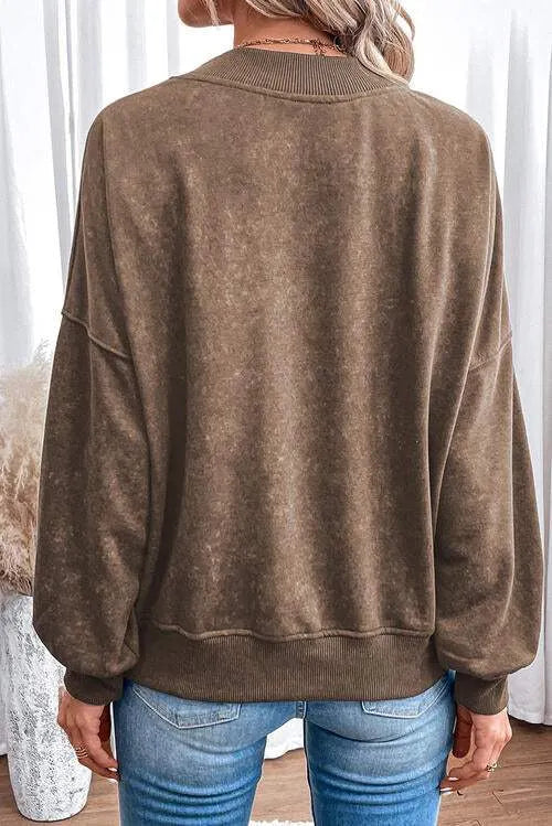 HOWDY Round Neck Drop Shoulder Sweatshirt - Tophatter Daily Deals