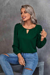 Pleated Detail Cutout Puff Sleeve Blouse Blouses - Tophatter Daily Deals