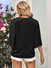 Three-Quarter Flare Sleeve V-Neck Blouse - Tophatter Deals