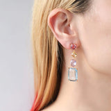 Glass Stone Copper Dangle Earrings Gold One Size Earrings - Tophatter Daily Deals
