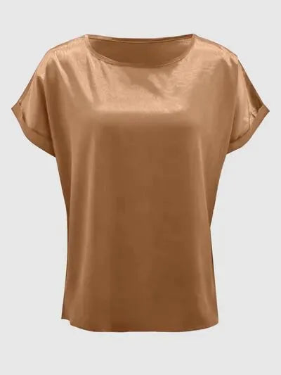 Round Neck Short Sleeve T-Shirt Women's T-Shirts - Tophatter Daily Deals