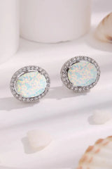 Opal Round Earrings White One Size Opal - Tophatter Daily Deals