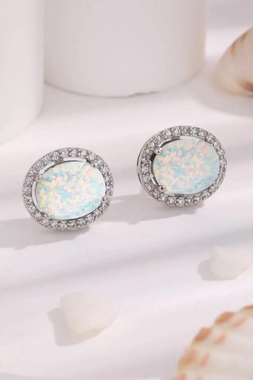 Opal Round Earrings White One Size Opal - Tophatter Daily Deals