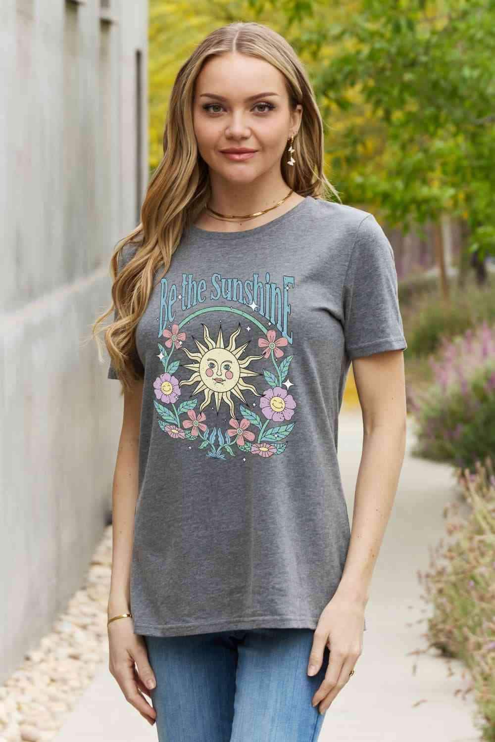 Simply Love Simply Love Full Size BE THE SUNSHINE Graphic Cotton Tee Women's T-Shirts - Tophatter Daily Deals