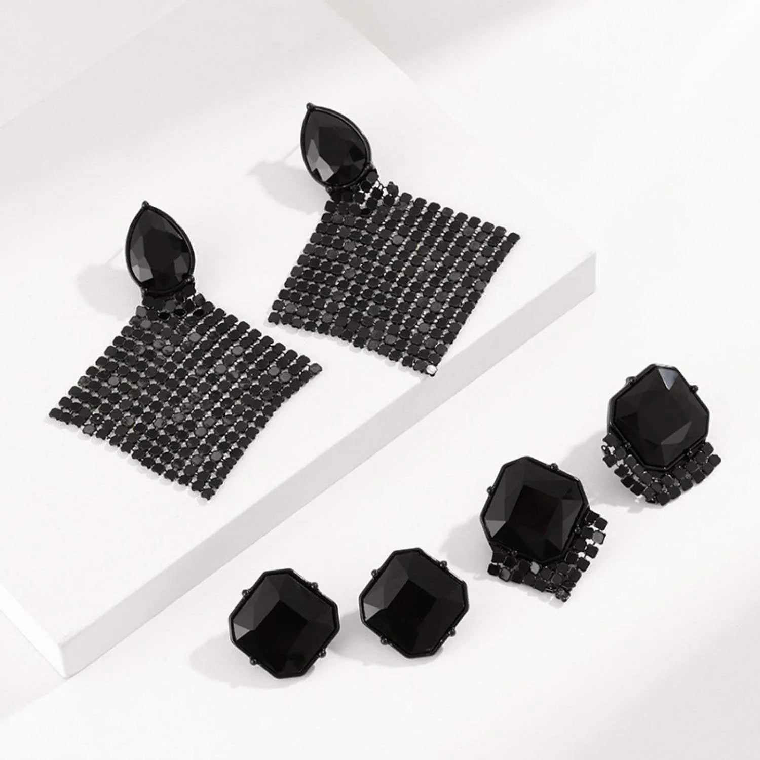 Geometric Zircon Alloy Earrings Earrings - Tophatter Daily Deals