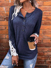 Half Button Lace Detail T-Shirt Women's T-Shirts - Tophatter Daily Deals