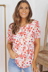 Floral Flounce Sleeve Smocked Blouse Blouses - Tophatter Daily Deals