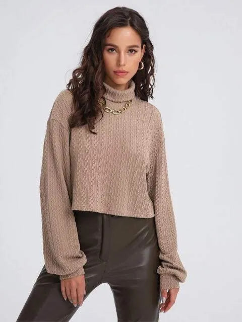 Turtleneck Long Sleeve Top Blouses - Tophatter Daily Deals