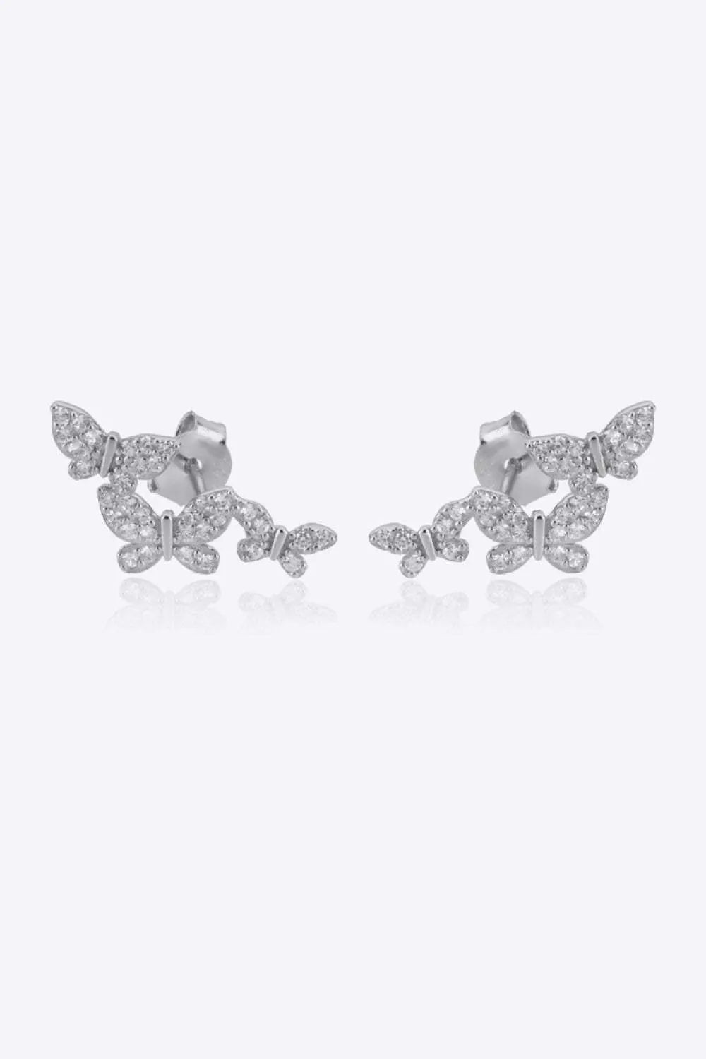 Zircon Butterfly 925 Sterling Silver Earrings Silver White One Size Earrings - Tophatter Daily Deals
