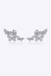 Zircon Butterfly 925 Sterling Silver Earrings Silver White One Size Earrings - Tophatter Daily Deals