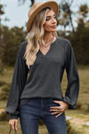 Eyelet Notched Raglan Sleeve T-Shirt Women's T-Shirts - Tophatter Daily Deals