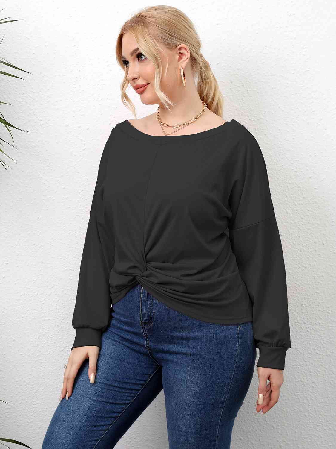 Plus Size Twisted Drop Shoulder T-Shirt Women's T-Shirts - Tophatter Daily Deals