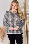 Hailey & Co Full Size Snakeskin V-Neck Long Sleeve Top GREY Blouses - Tophatter Daily Deals