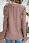 Eyelet V-Neck Long Sleeve T-Shirt Women's T-Shirts - Tophatter Daily Deals