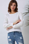 Double Take Ribbed Round Neck Long Sleeve Top Blouses - Tophatter Daily Deals