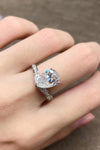 925 Sterling Silver Teardrop 1 Carat Moissanite Ring Silver Moissanite - Tophatter Daily Deals