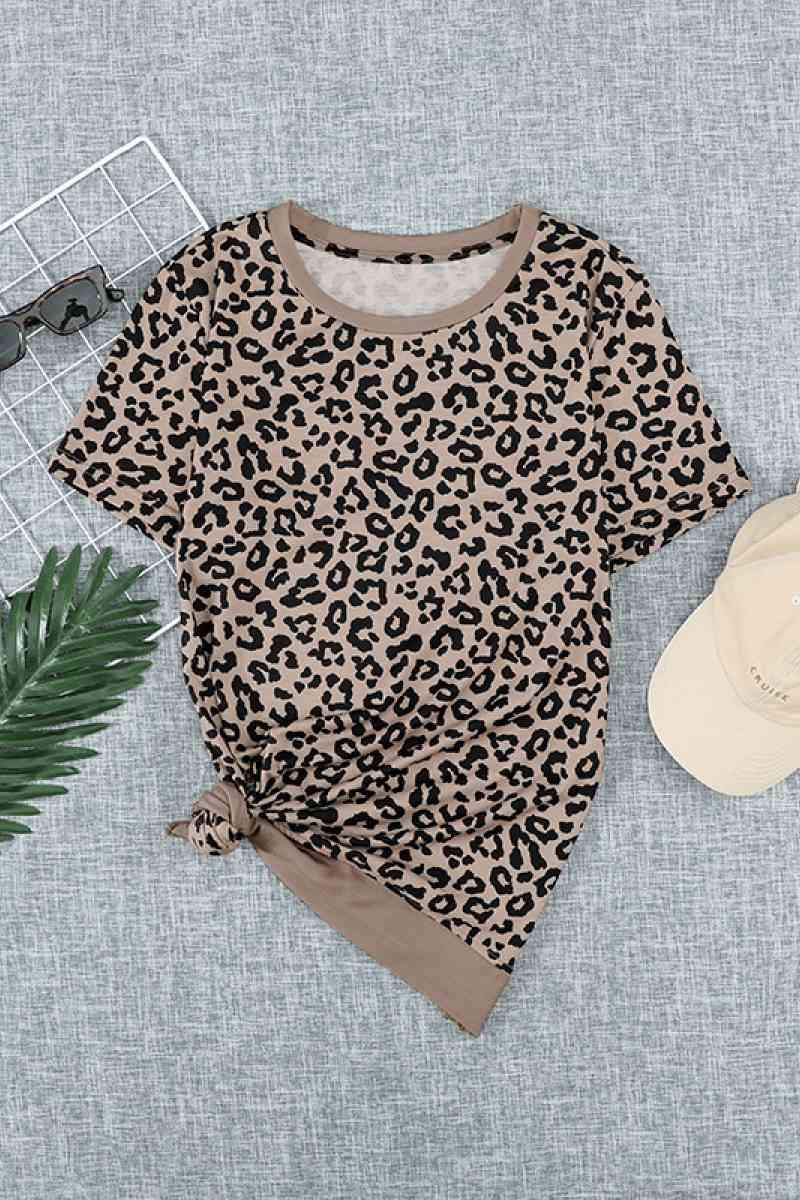 Leopard Print Short Sleeve Tee Women's T-Shirts - Tophatter Daily Deals