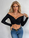 Crisscross Long Sleeve Cropped Top Blouses - Tophatter Daily Deals